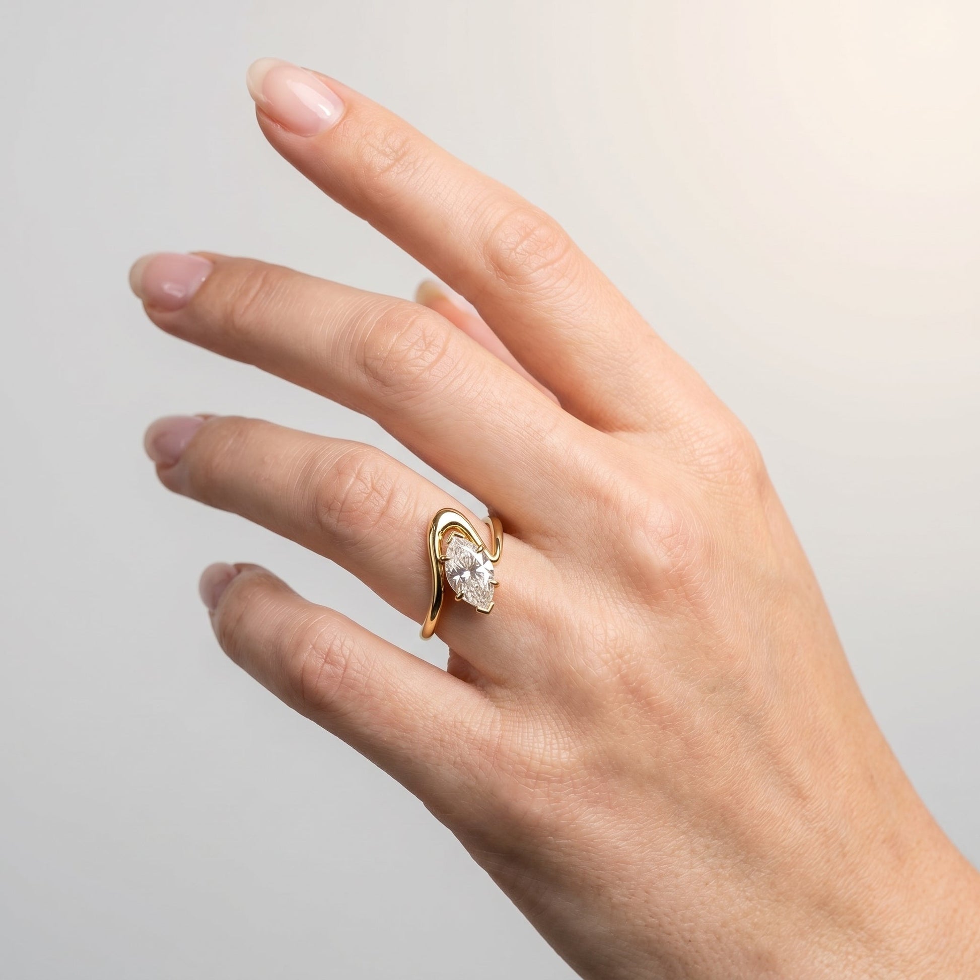 Marquise Swirl Solitaire Engagement Ring – 1 CT Lab Grown Diamond