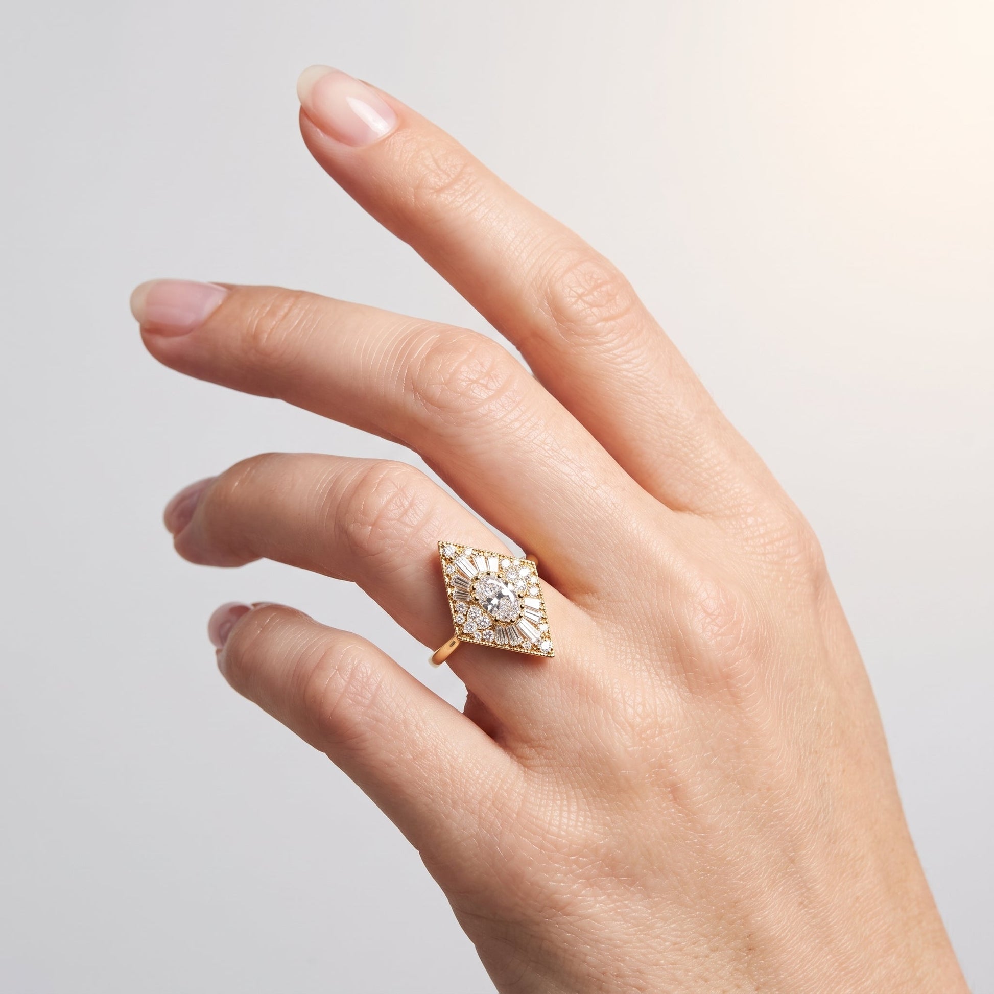 Marquise Swirl Solitaire Engagement Ring – 1 CT Lab Grown Diamond