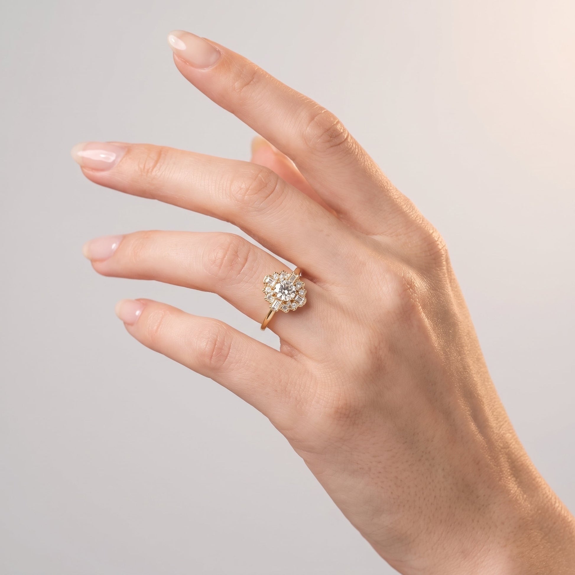 Marquise Swirl Solitaire Engagement Ring – 1 CT Lab Grown Diamond