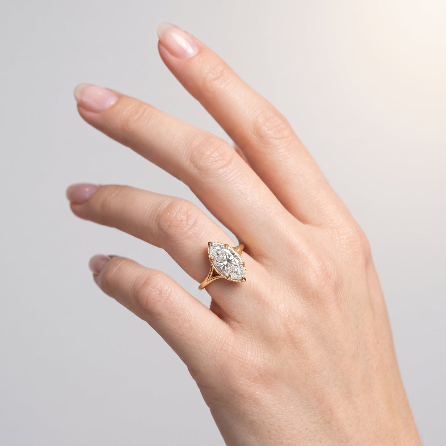 Marquise Swirl Solitaire Engagement Ring – 1 CT Lab Grown Diamond