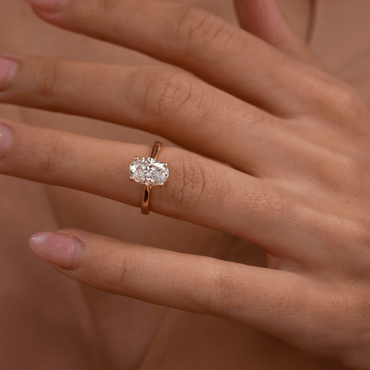 Marquise Shaped Three Stone Lab Grown Diamond Engagement Ring