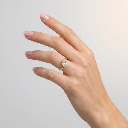 Marquise Swirl Solitaire Engagement Ring – 1 CT Lab Grown Diamond