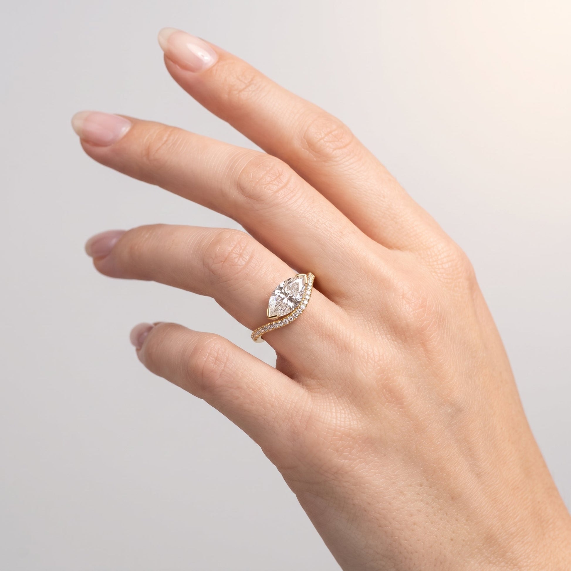 Marquise Swirl Solitaire Engagement Ring – 1 CT Lab Grown Diamond