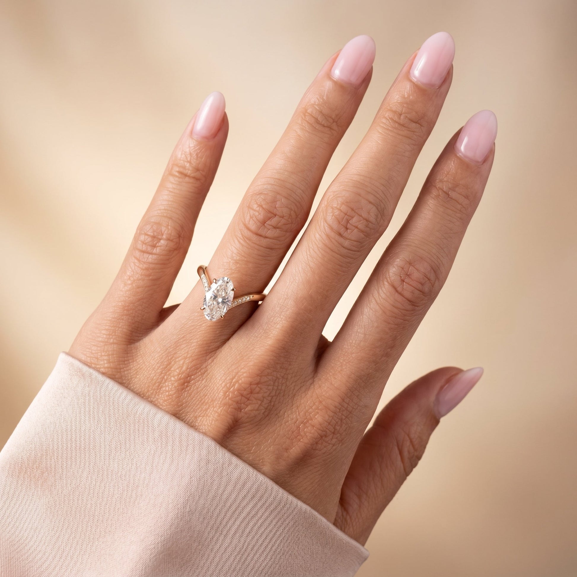 Oval Solitaire Engagement Ring – 2 CT Lab Grown Diamond