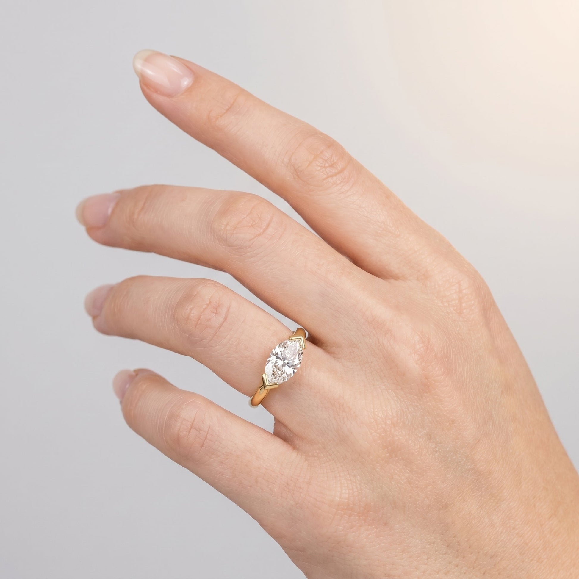 Marquise Swirl Solitaire Engagement Ring – 1 CT Lab Grown Diamond