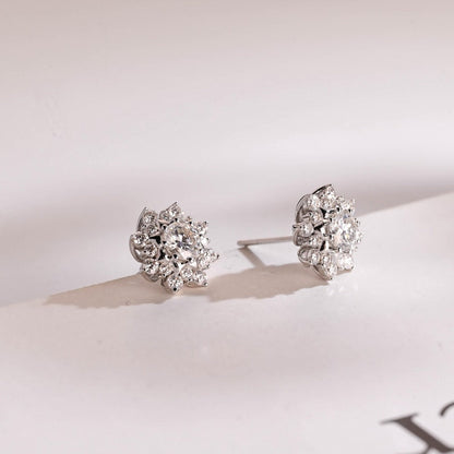 0.50 TCW Round Cut Moissanite Halo Earrings in Gold 5