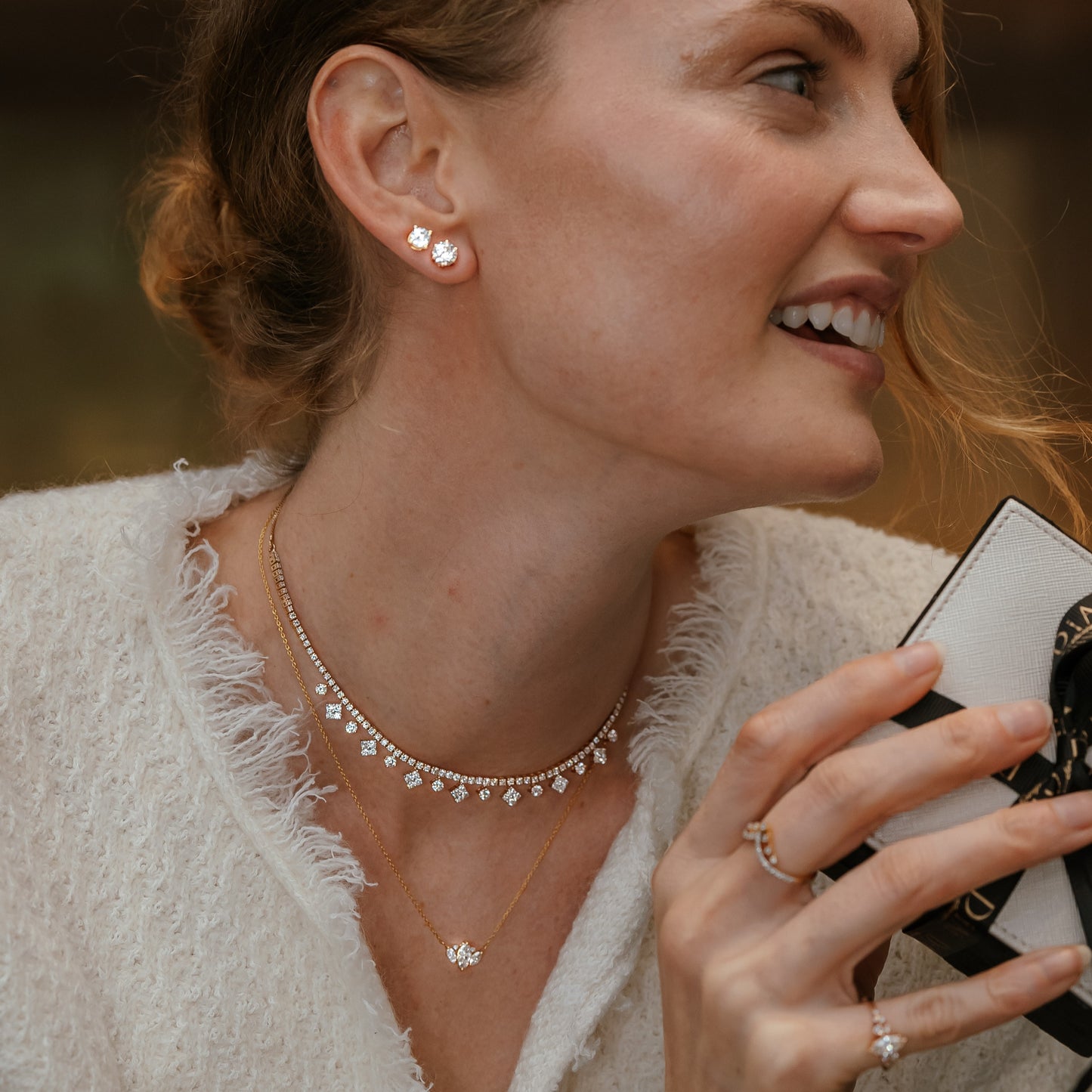 1.0 TCW Marquise Moissanite Diamond Cluster Pendant Necklace in Solid Gold 5