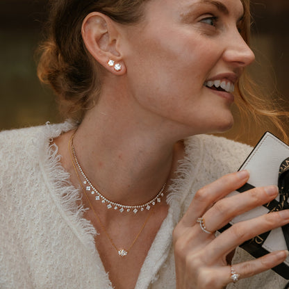 1.0 TCW Marquise Moissanite Diamond Cluster Pendant Necklace in Solid Gold 5