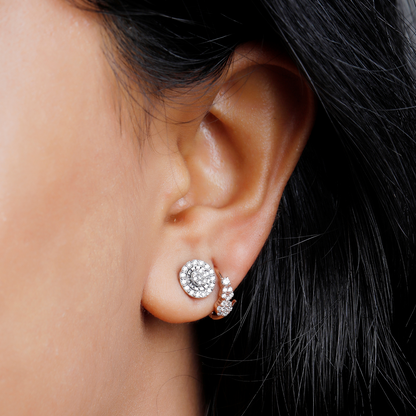 0.30 TCW Round Cut Moissanite Flower Huggies Earrings in Gold 2