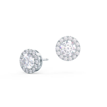 1.50 TCW Round Shape Moissanite Halo Stud Earrings in Gold 4