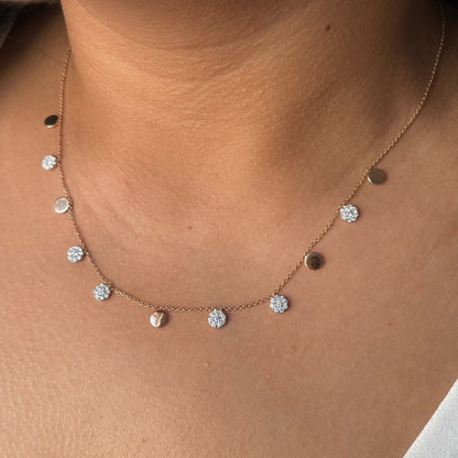 0.50 TCW Round Moissanite Diamond Gold Disc Dangler Necklace in Solid Gold 5