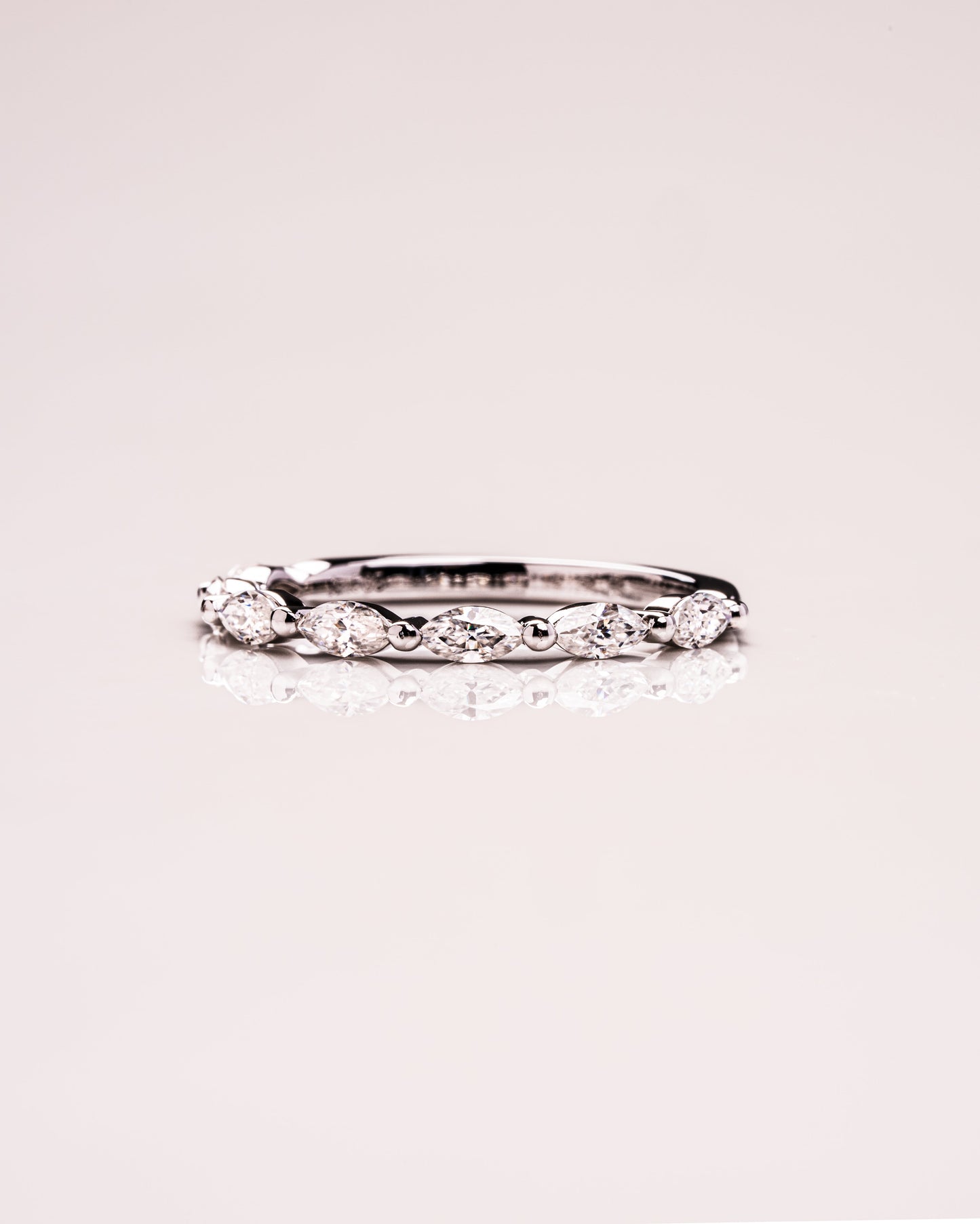 0.7 CT Marquise Cut Lab Grown Diamond Thin Wedding Band