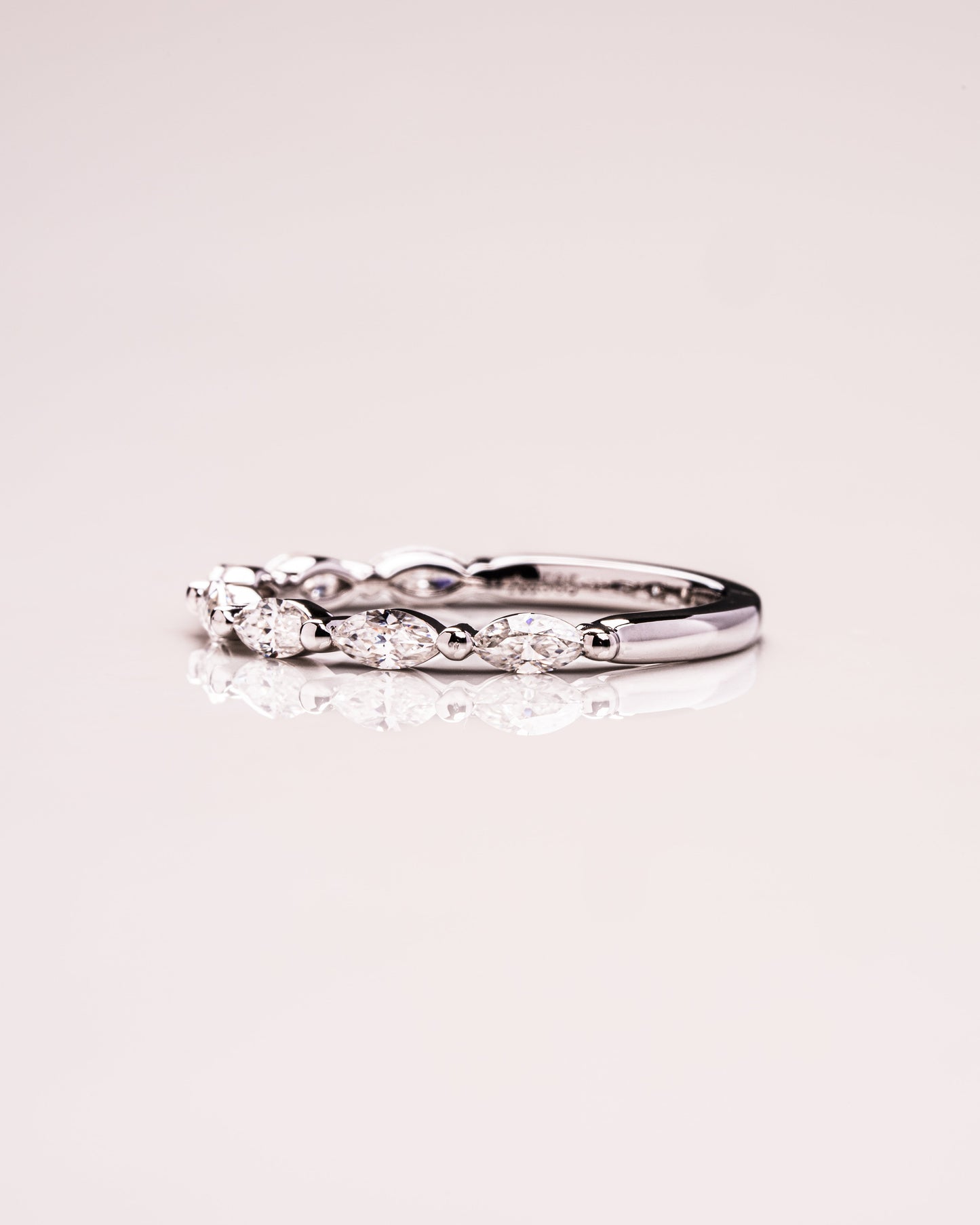 0.7 CT Marquise Cut Lab Grown Diamond Thin Wedding Band