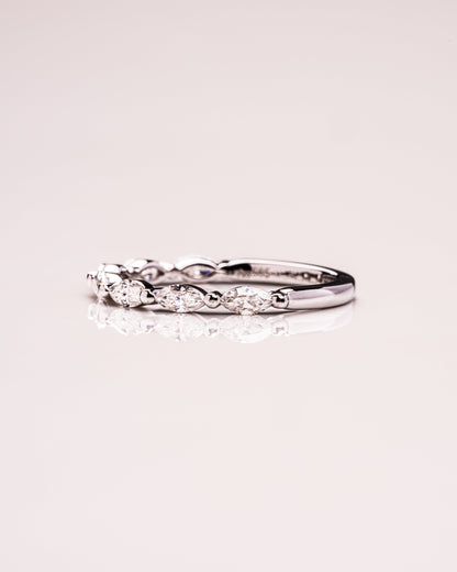 0.7 CT Marquise Cut Lab Grown Diamond Thin Wedding Band