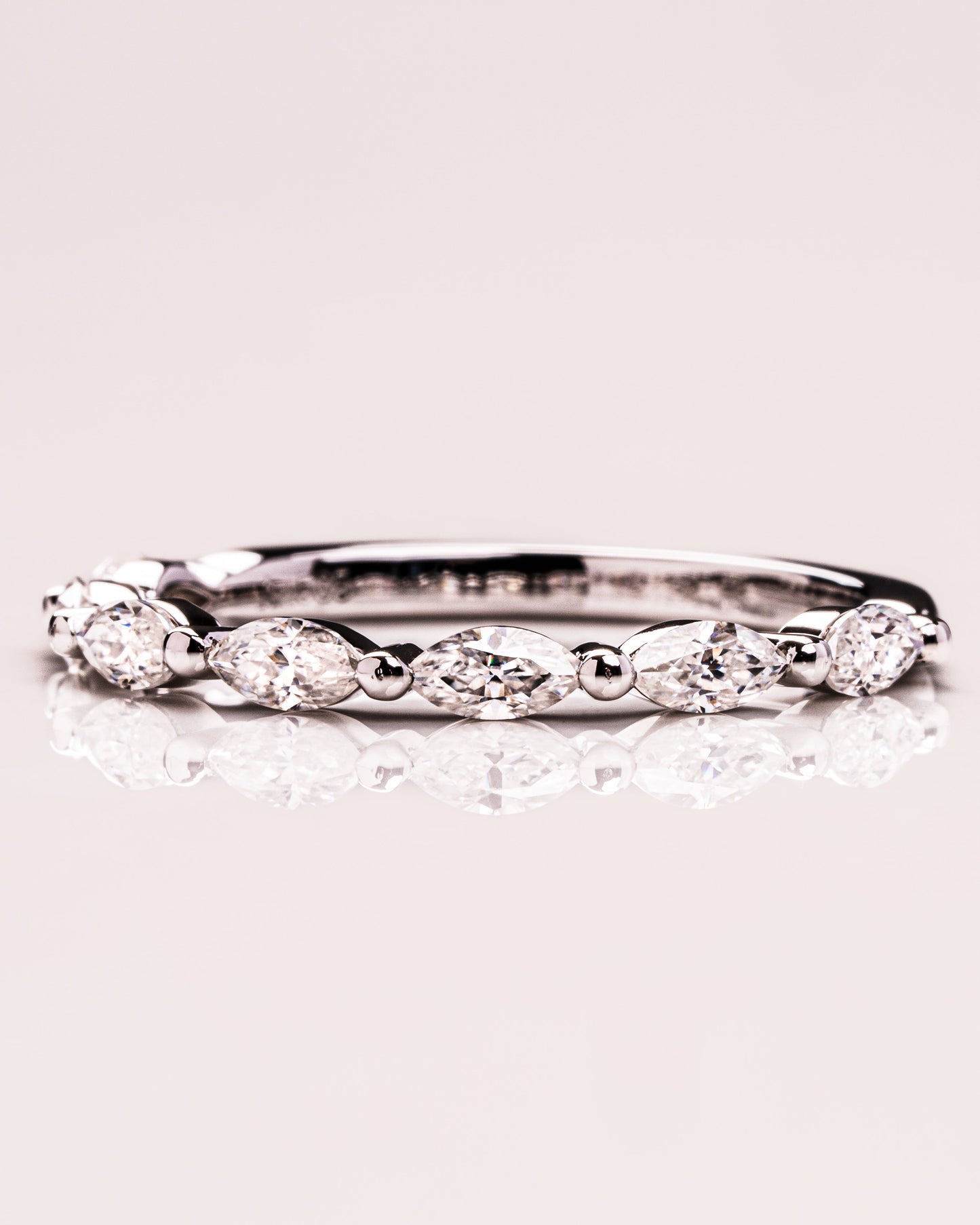 0.7 CT Marquise Cut Lab Grown Diamond Thin Wedding Band