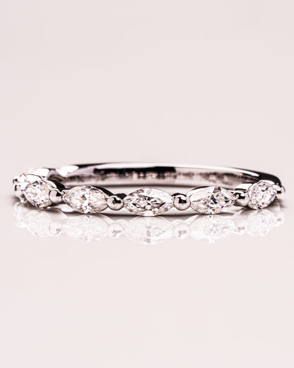 0.7 CT Marquise Cut Lab Grown Diamond Thin Wedding Band