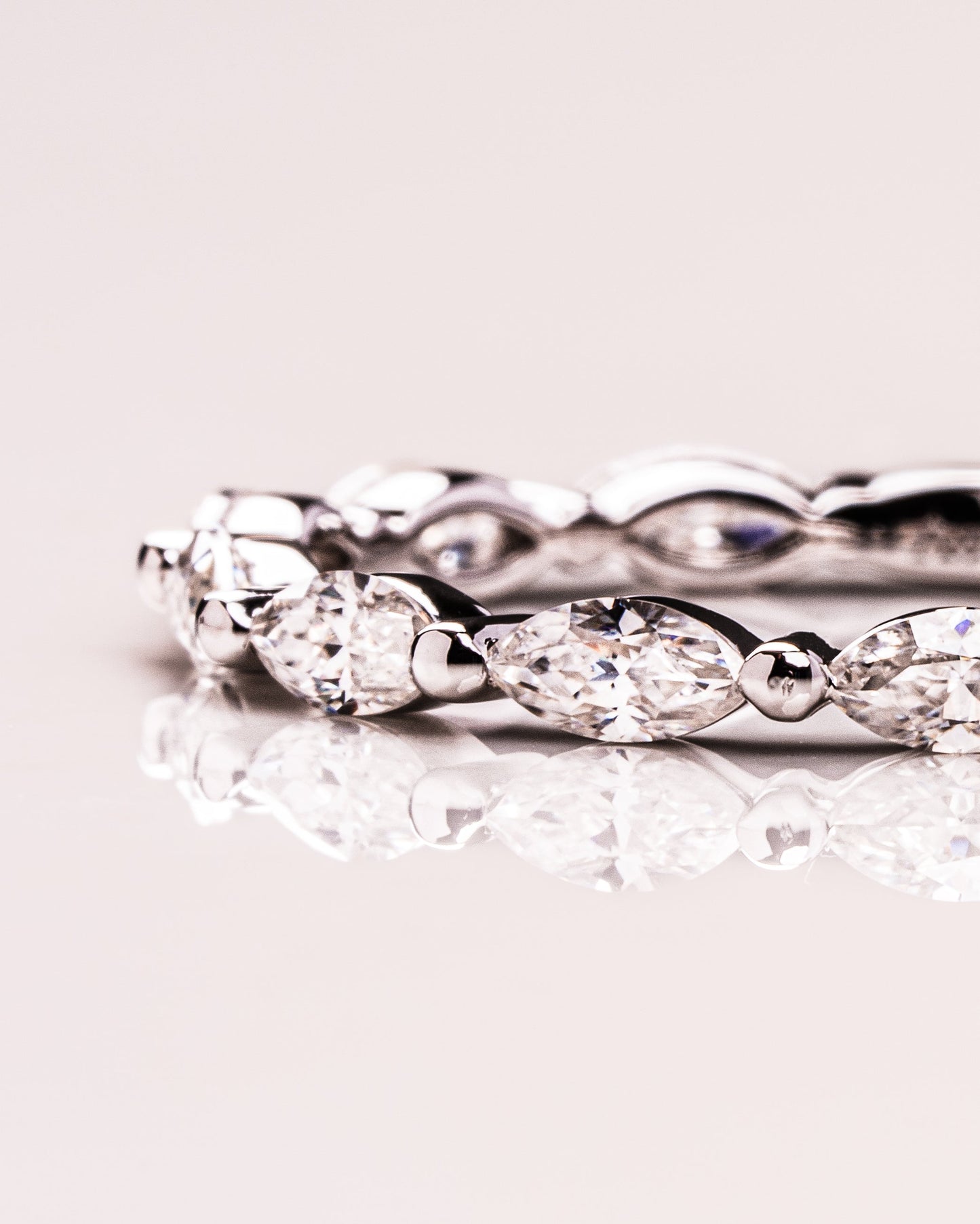 0.7 CT Marquise Cut Lab Grown Diamond Thin Wedding Band