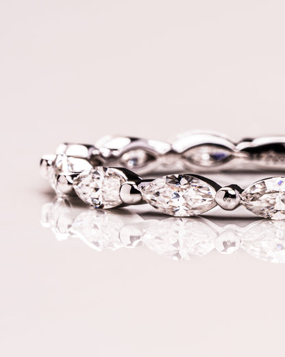 0.7 CT Marquise Cut Lab Grown Diamond Thin Wedding Band