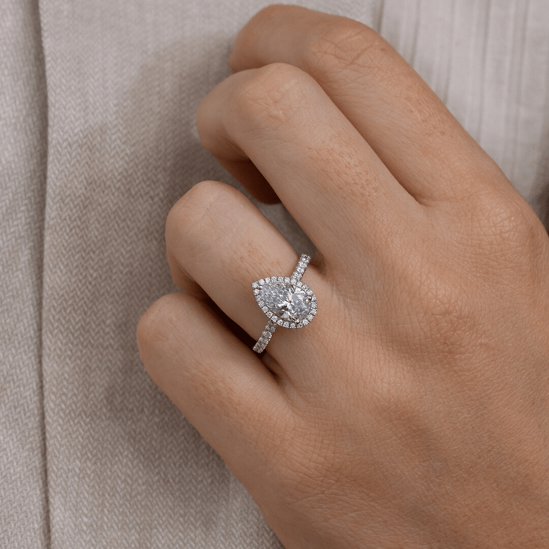 Marquise Shaped Three Stone Lab Grown Diamond Engagement Ring