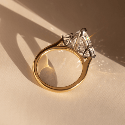 Marquise Shaped Three Stone Lab Grown Diamond Engagement Ring