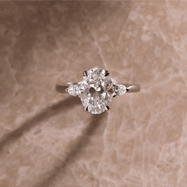 Marquise Shaped Three Stone Lab Grown Diamond Engagement Ring