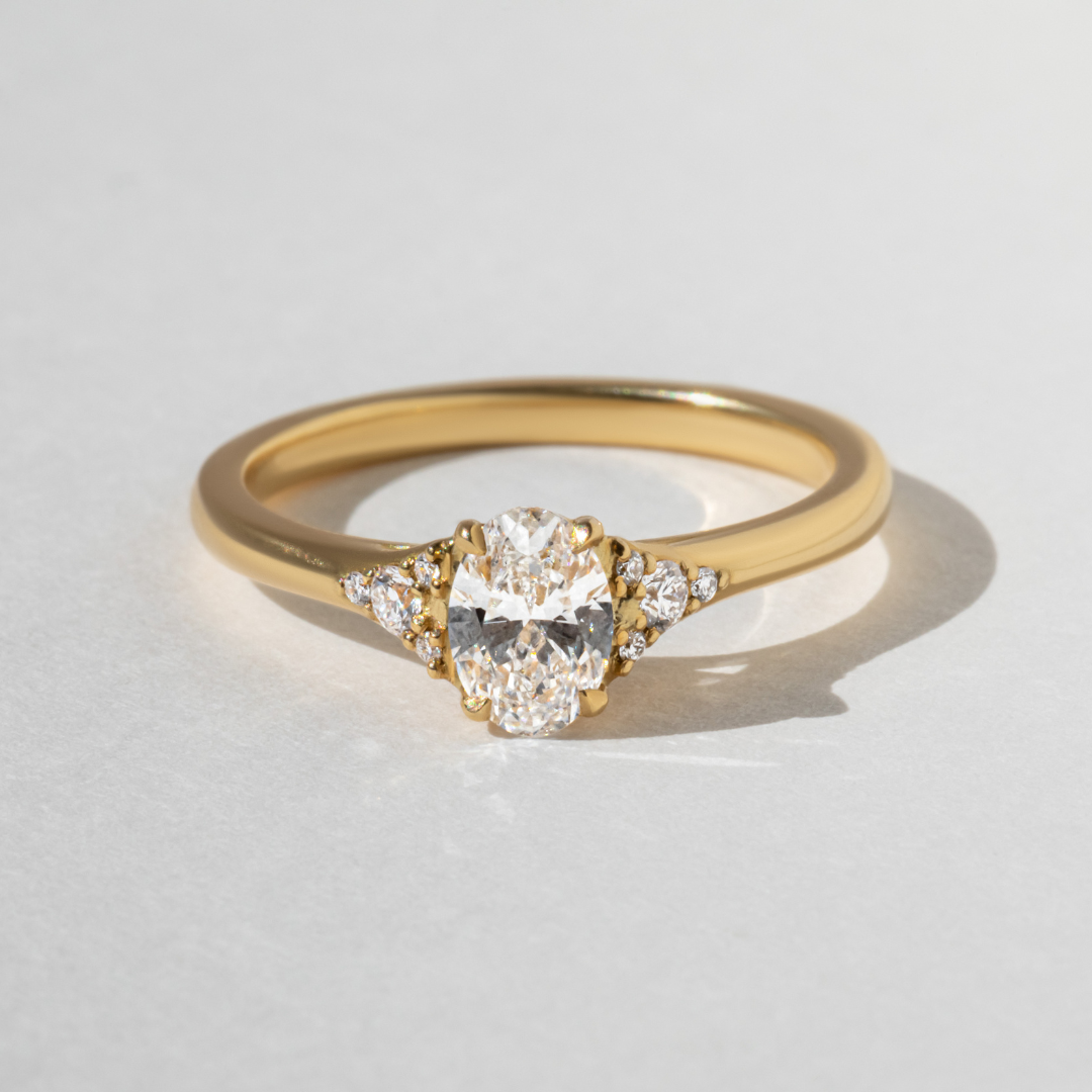 Marquise Shaped Three Stone Lab Grown Diamond Engagement Ring