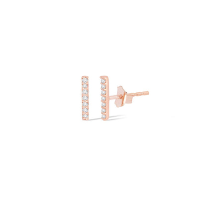 0.30 TCW Round Cut Moissanite Bar Stud Earrings in Gold 4