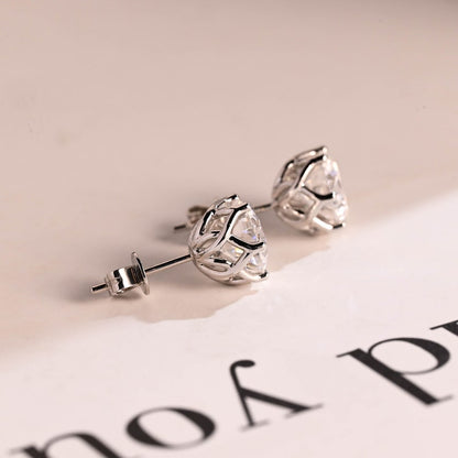 1.0 TCW Round Cut Moissanite Stud Earrings in Gold 10