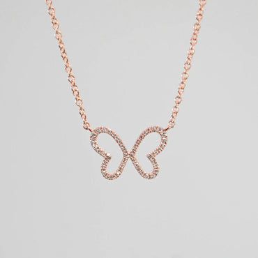 0.50 TCW Moissanite Diamond Butterfly Pendant Necklace in Solid Gold 2