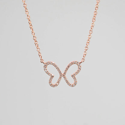 0.50 TCW Moissanite Diamond Butterfly Pendant Necklace in Solid Gold 2