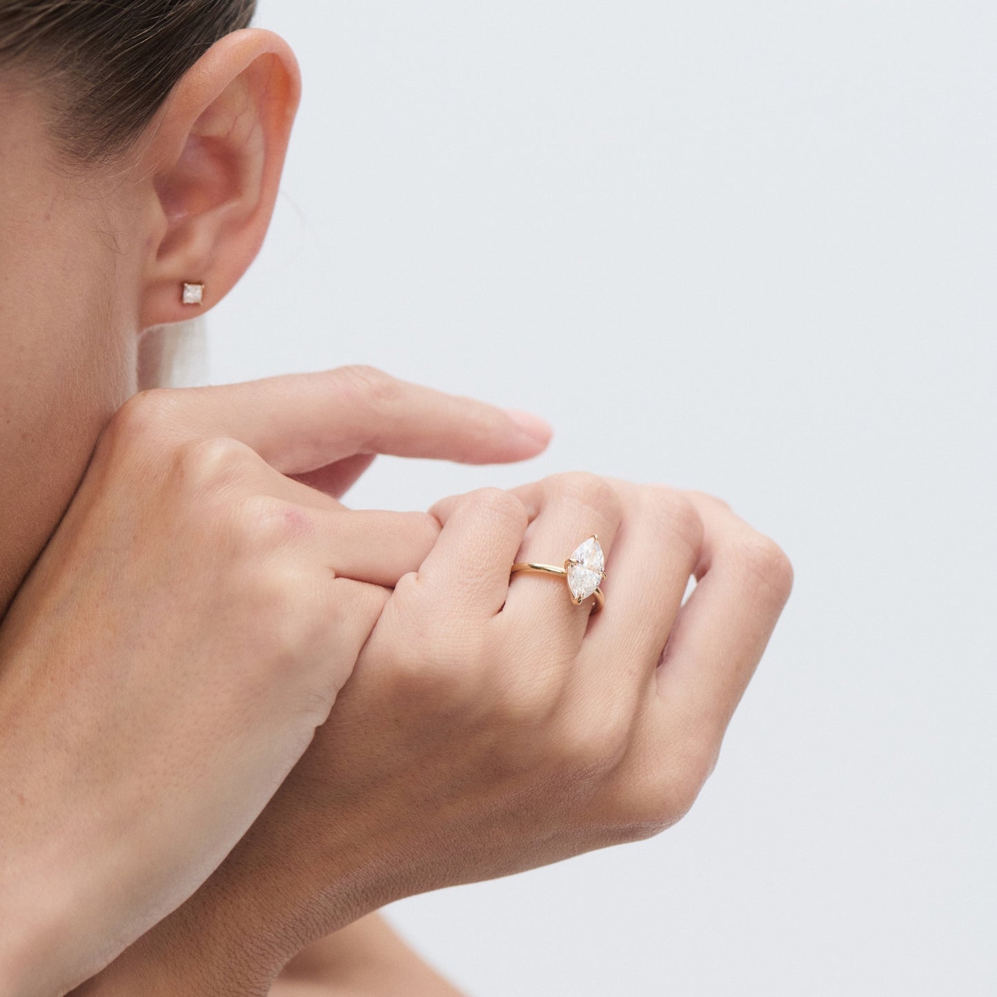 1 CT Marquise Shaped Solitaire Lab Grown Diamond Engagement Ring