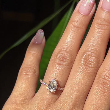 1.5 CT Pear Cut Curved Vintage Pave  Lab Grown Diamond Bridal Ring Set