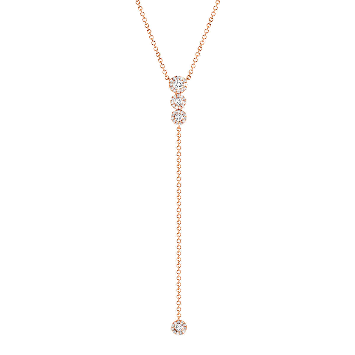 0.50 CT Round Moissanite Diamond Lariat Necklace in Solid Gold 3