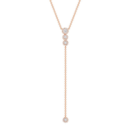 0.50 CT Round Moissanite Diamond Lariat Necklace in Solid Gold 3