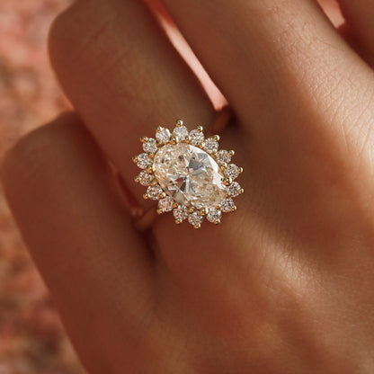 Marquise Shaped Three Stone Lab Grown Diamond Engagement Ring