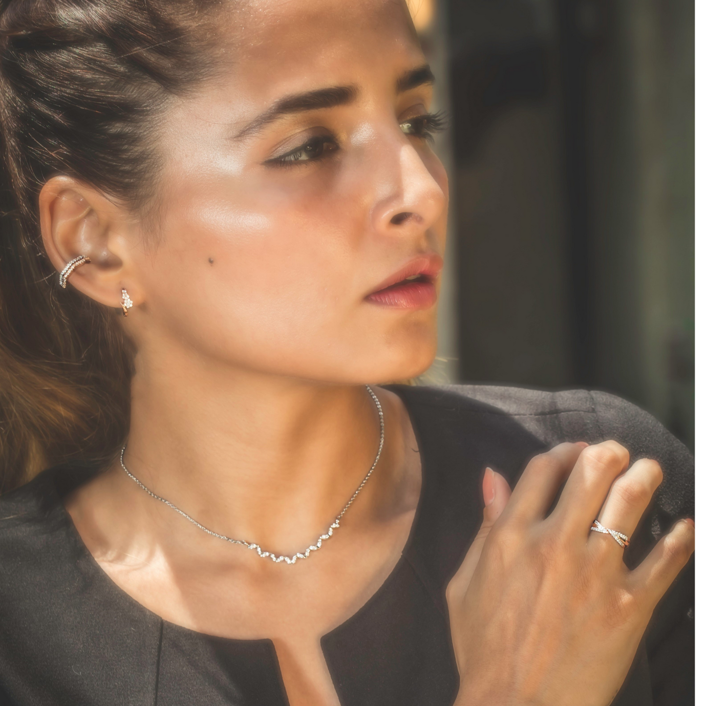 0.30 TCW Round Cut Moissanite Flower Huggies Earrings in Gold 3