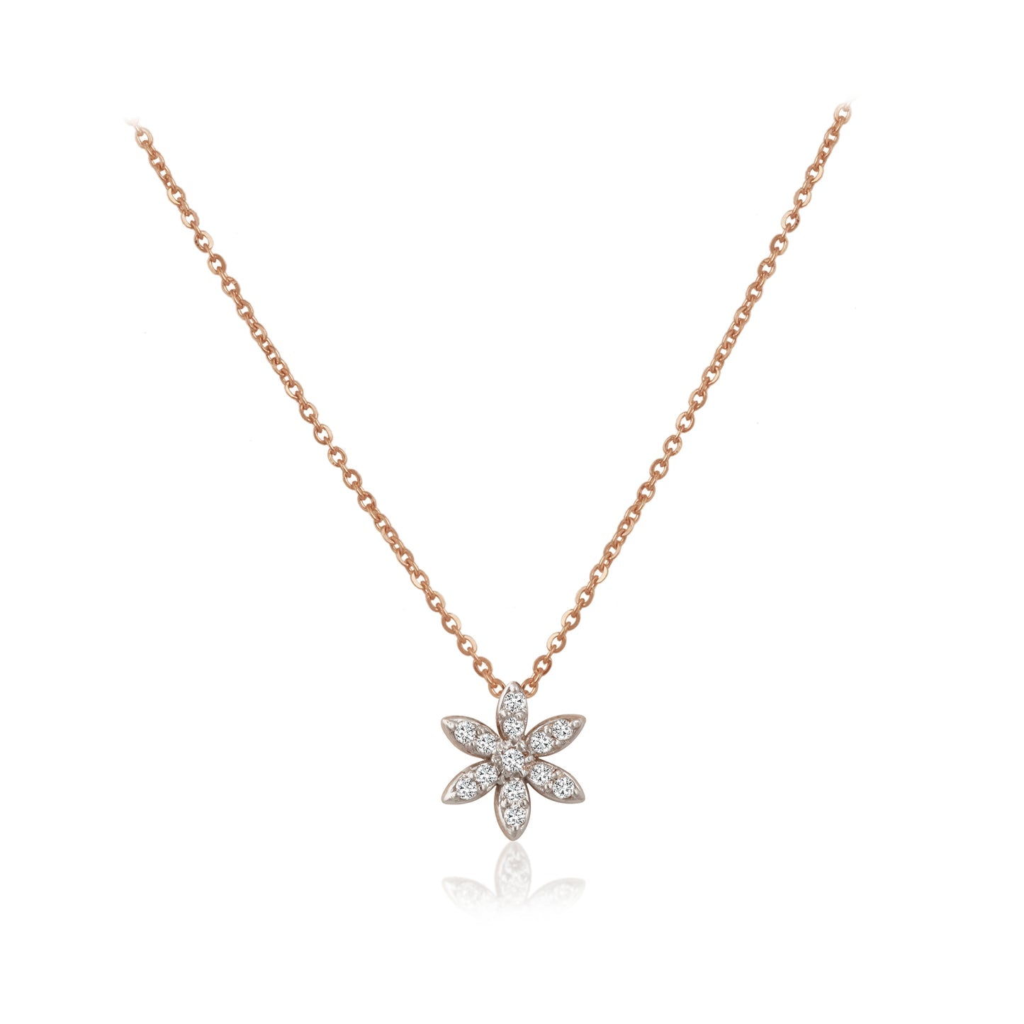 0.70 TCW Round Moissanite Diamond Floral Pendant Necklace in Solid Gold 4