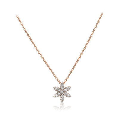 0.70 TCW Round Moissanite Diamond Floral Pendant Necklace in Solid Gold 4
