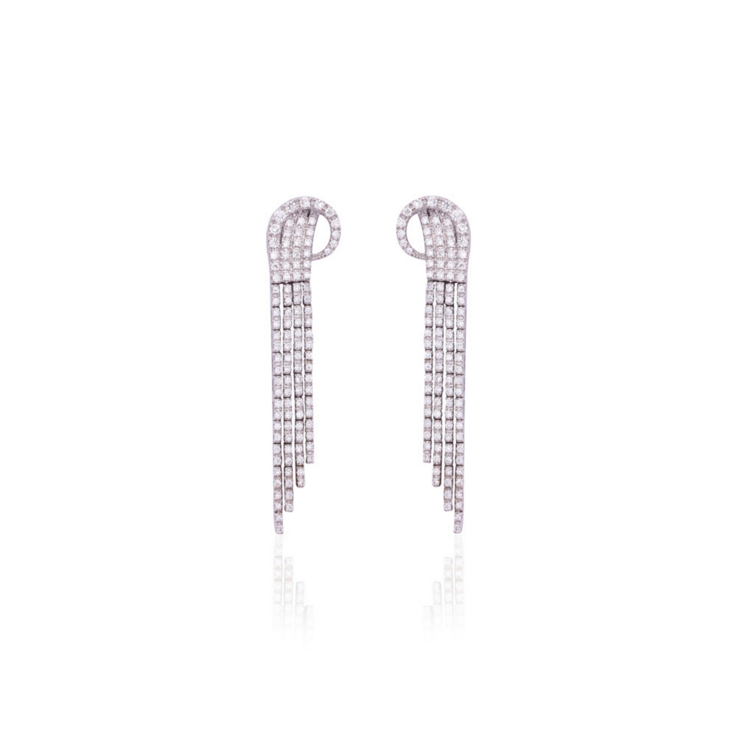 2.02 TCW Round Cut Moissanite Waterfall Danglers Earrings in Gold 4