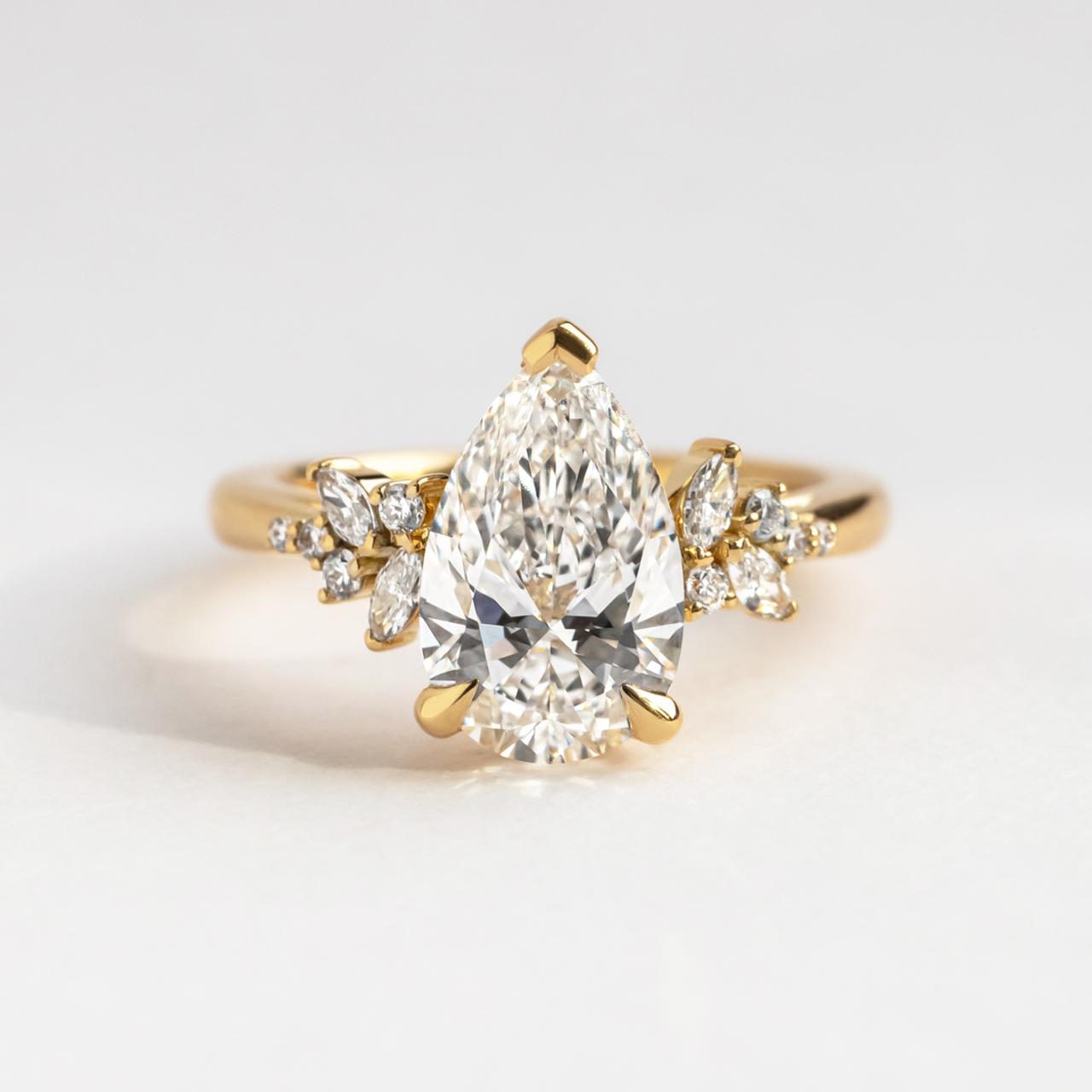 Marquise Shaped Three Stone Lab Grown Diamond Engagement Ring