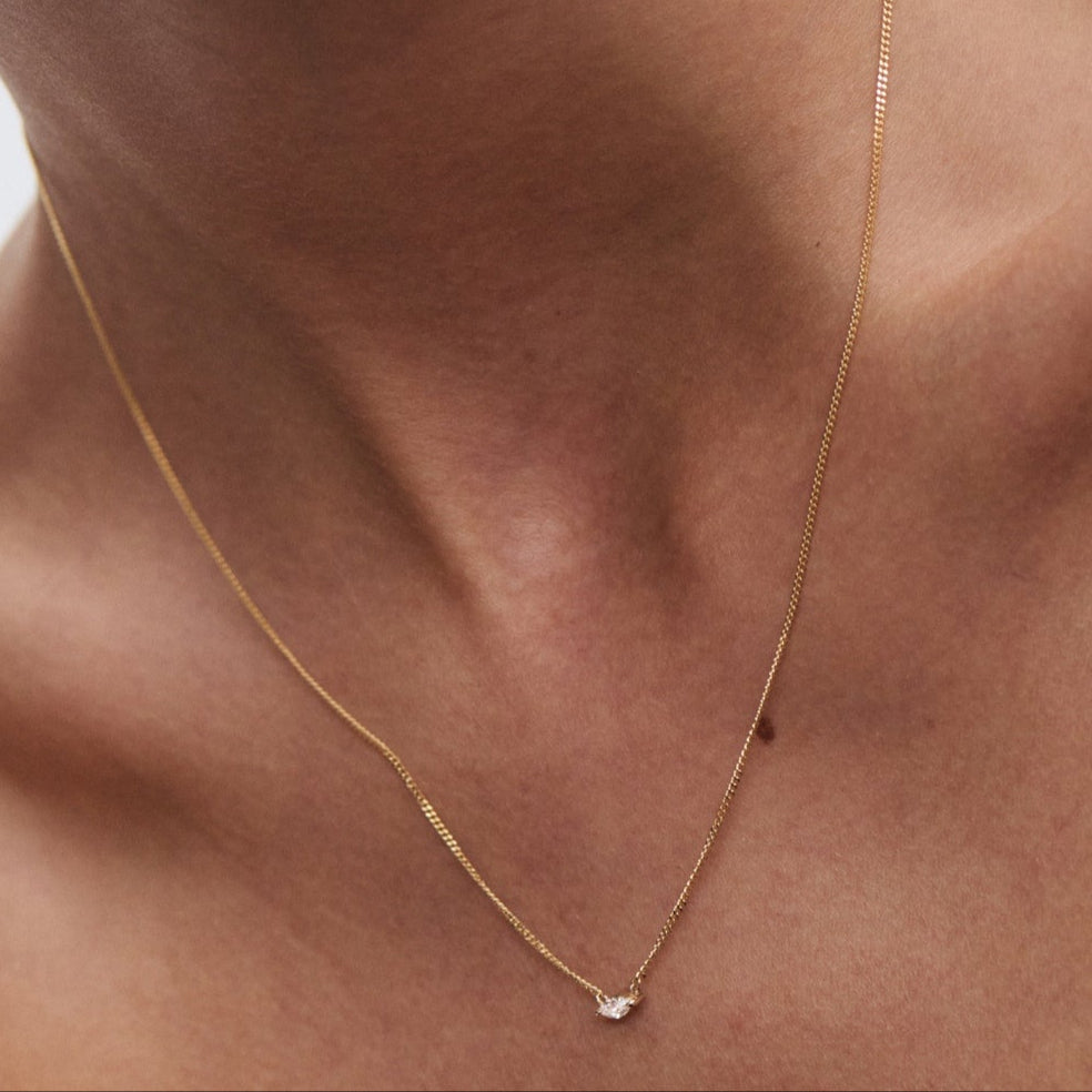 0.10 CT Marquise Shaped Solitaire Lab Grown Diamond Necklace