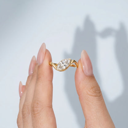 Marquise Swirl Solitaire Engagement Ring – 1 CT Lab Grown Diamond