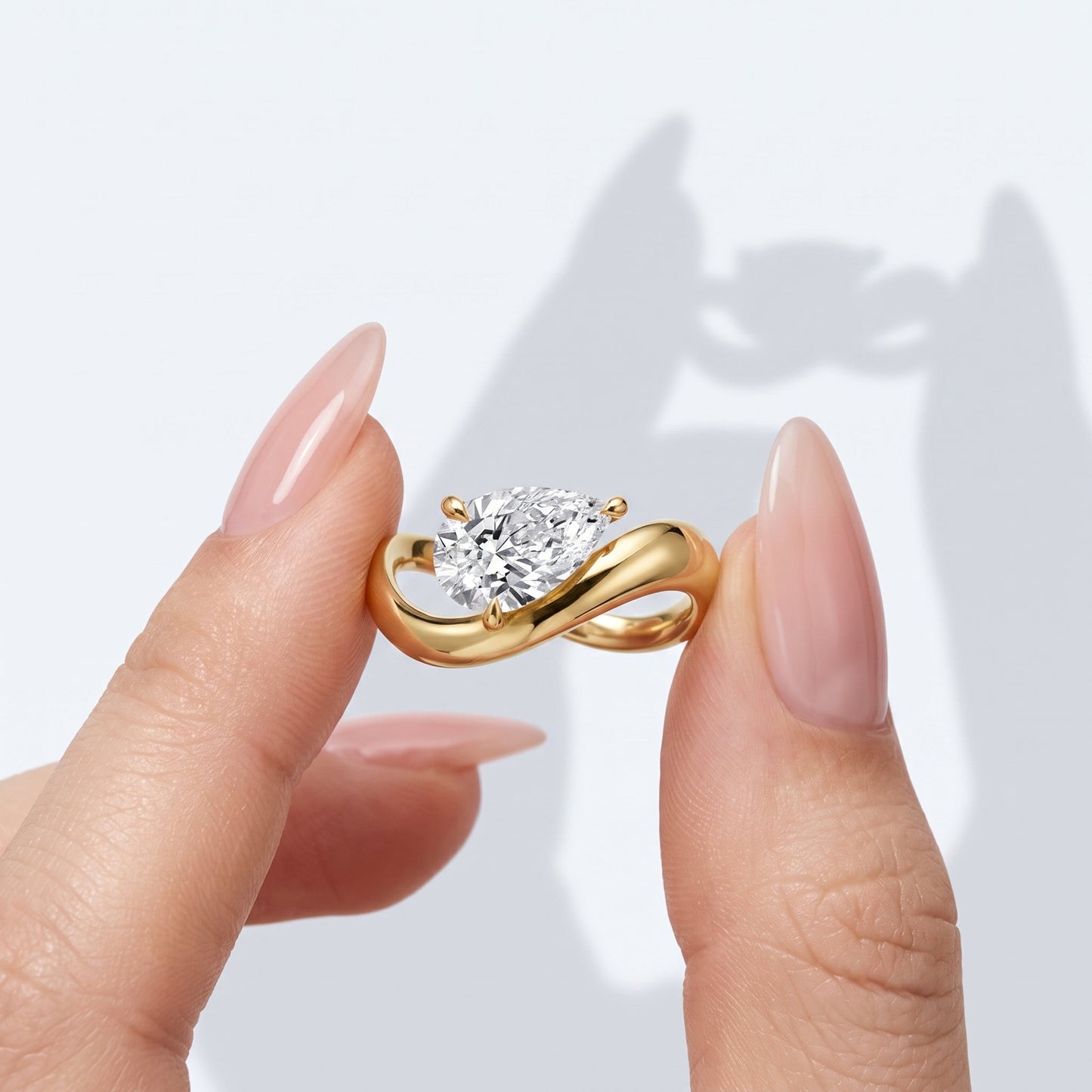 Marquise Swirl Solitaire Engagement Ring – 1 CT Lab Grown Diamond