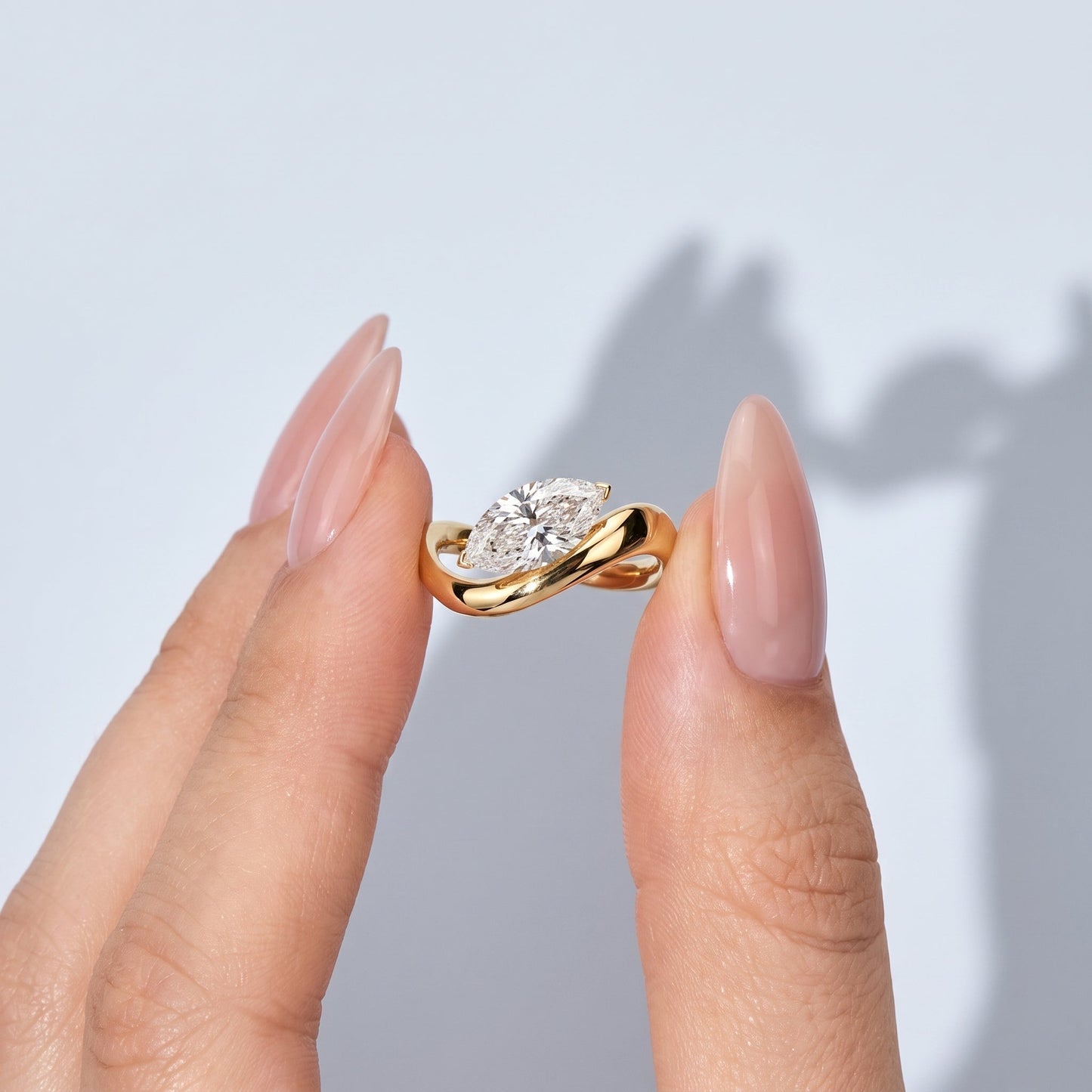 Marquise Swirl Solitaire Engagement Ring – 1 CT Lab Grown Diamond