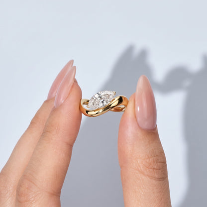 Marquise Swirl Solitaire Engagement Ring – 1 CT Lab Grown Diamond