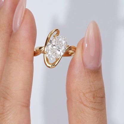 Marquise Swirl Solitaire Engagement Ring – 1 CT Lab Grown Diamond