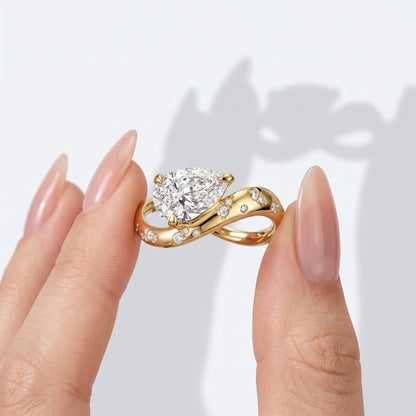 Marquise Swirl Solitaire Engagement Ring – 1 CT Lab Grown Diamond