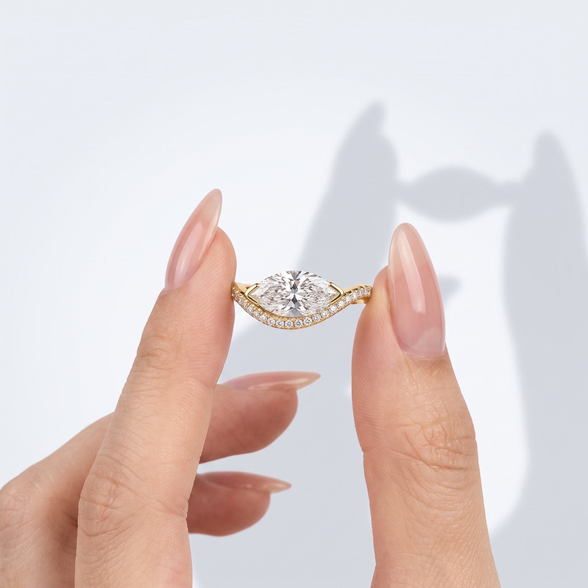 Marquise Swirl Solitaire Engagement Ring – 1 CT Lab Grown Diamond
