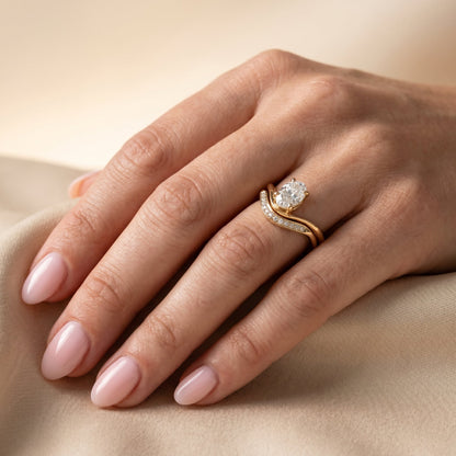 1.0 CT Round Solitaire Moissanite Diamond Bridal Ring Set