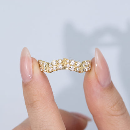 0.2 TCW Round Diamond Half Eternity DEF/VVS Lab Grown Wedding Band